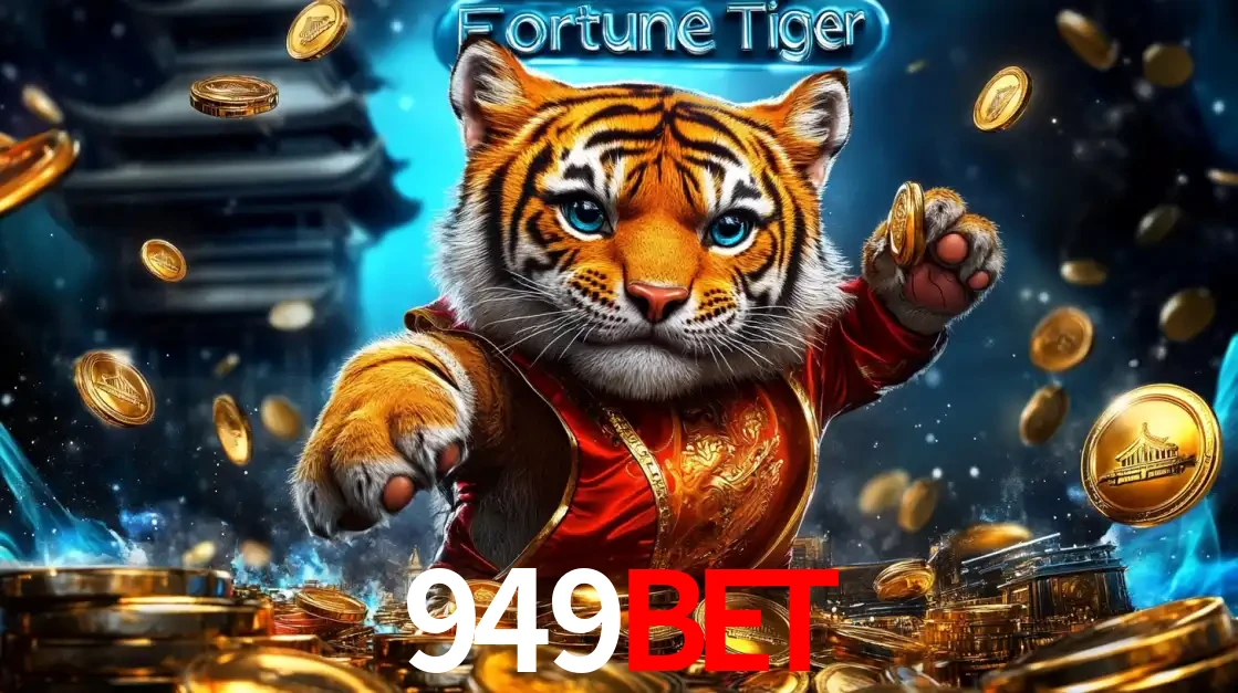 Imagem promocional do jogo de slot Fortune Tiger, com um tigre majestoso em traje tradicional cercado por uma fortuna em moedas de ouro, disponível agora no cassino 949bet.